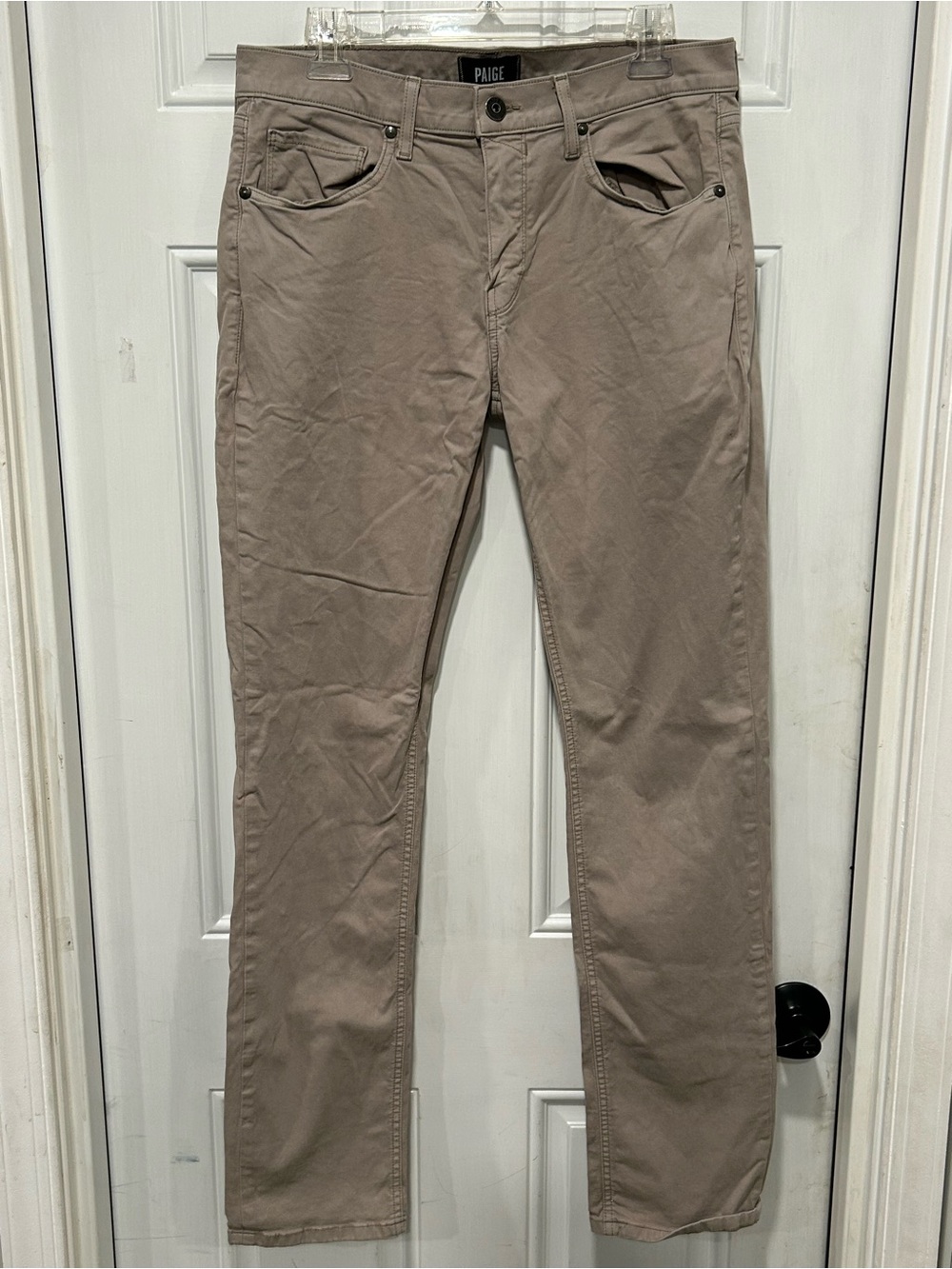 PAIGE Federal Slim Straight Pants Men's Clean Khaki Tan Twill Stretch 32 X 32